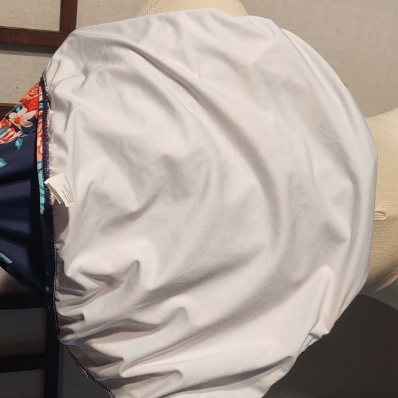 Cocoship Navy and Pink Floral Halter Neck Deep V-Neck One Piece Swimsuit Sz 3XL - Picture 7 of 8